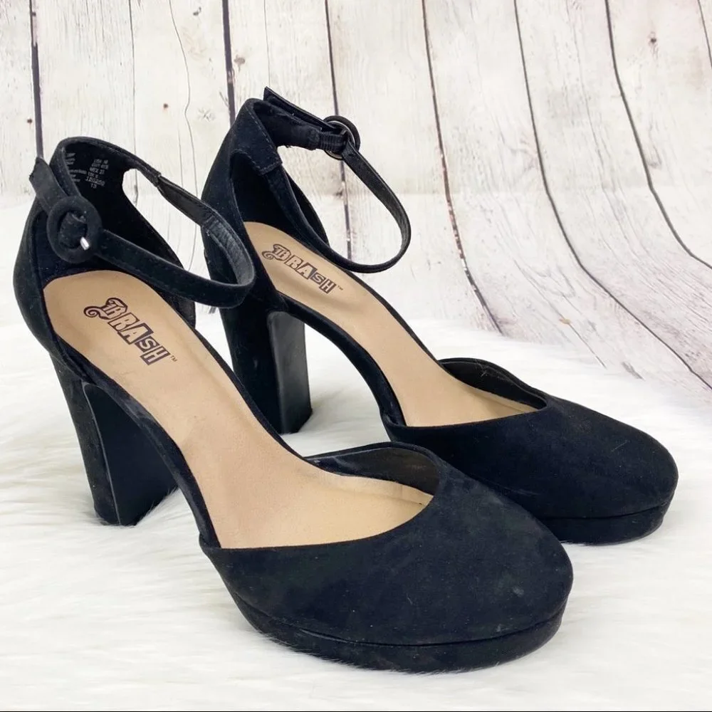 Brash Houston Black Platform Sandals Sz 10 Suede